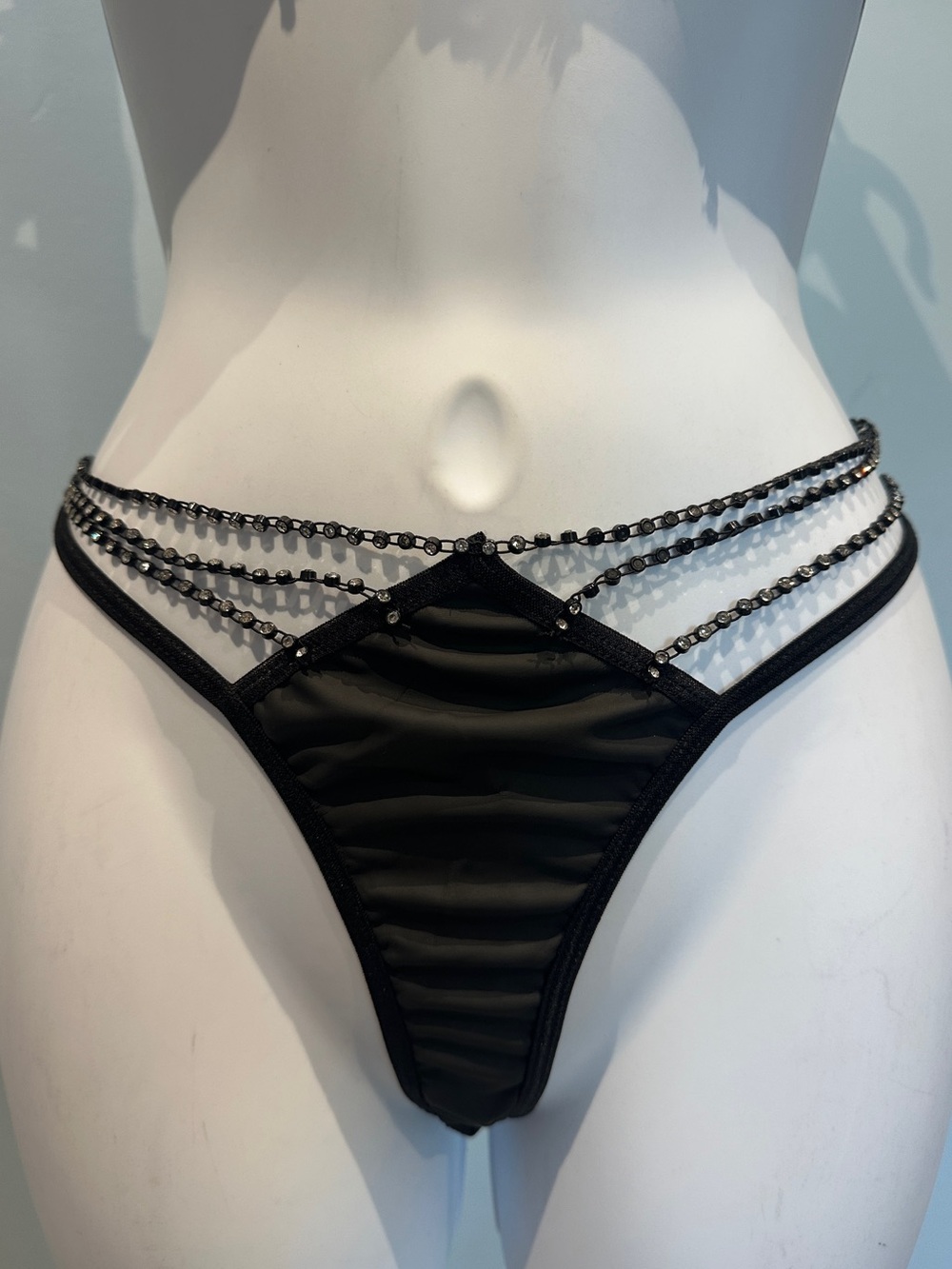Shirley of Hollywood Black 2-Piece Lingerie Set Rhinestone Large New with Tags - Picture 6 of 16